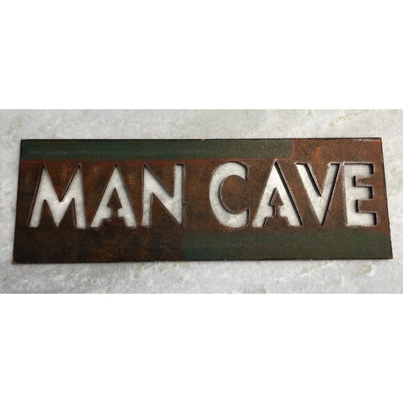 "Man Cave" Sign (Cut Out) - Great Gift For Dads Favorite Room Distressed Plaque - Picture 4 of 7